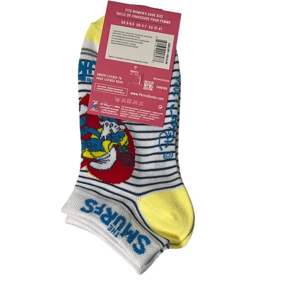 Smurfs Women’s Ankle Socks Striped Cartoon Graphic Fun Novelty - Picture 2 of 2